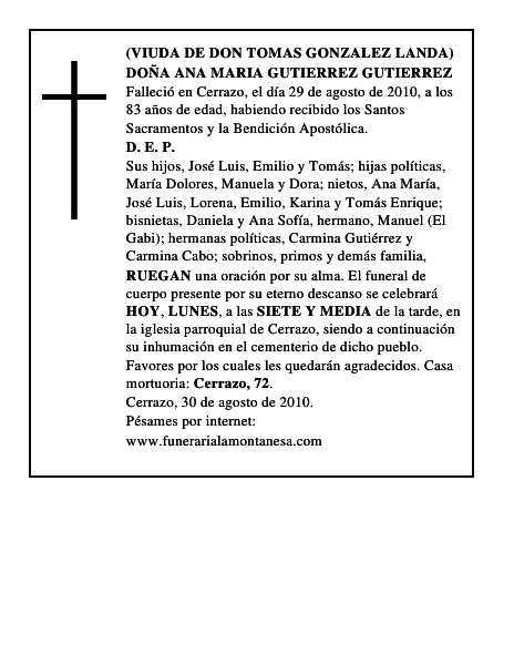 DOÑA ANA MARIA GUTIERREZ GUTIERREZ