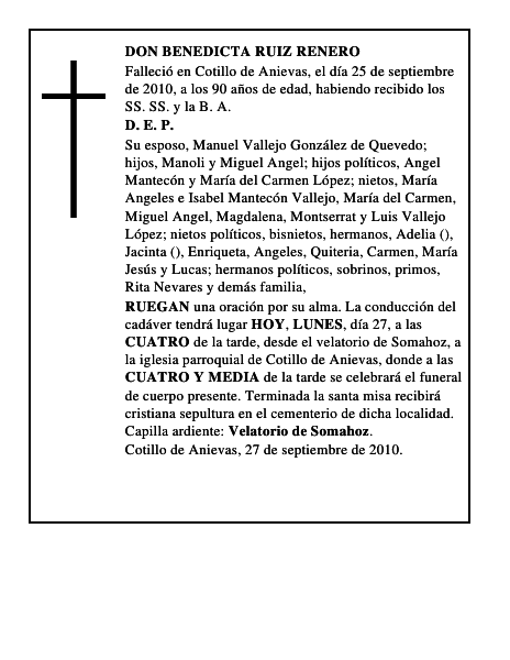 DON BENEDICTA RUIZ RENERO