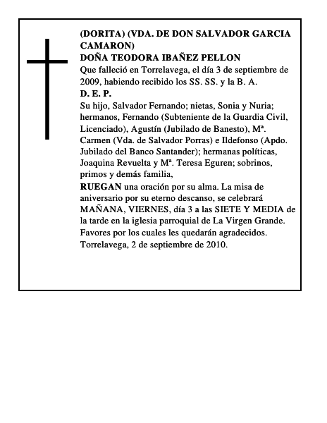 DOÑA TEODORA IBAÑEZ PELLON