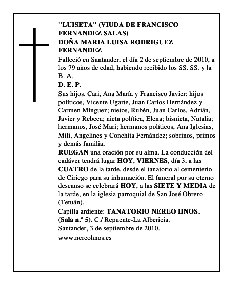 DOÑA MARIA LUISA RODRIGUEZ FERNANDEZ
