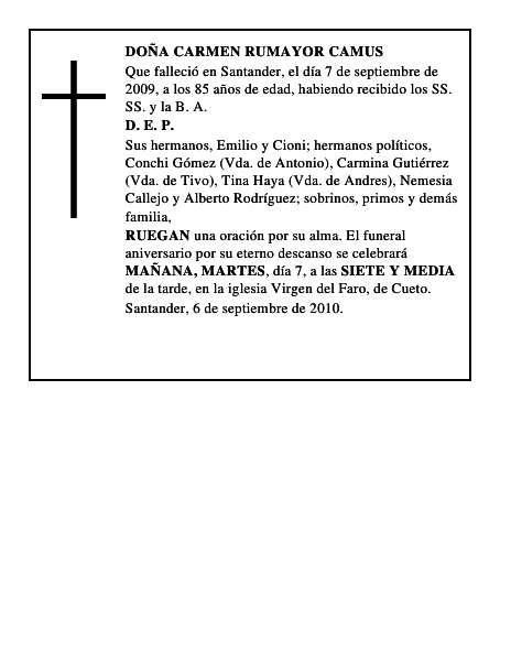 DOÑA CARMEN RUMAYOR CAMUS