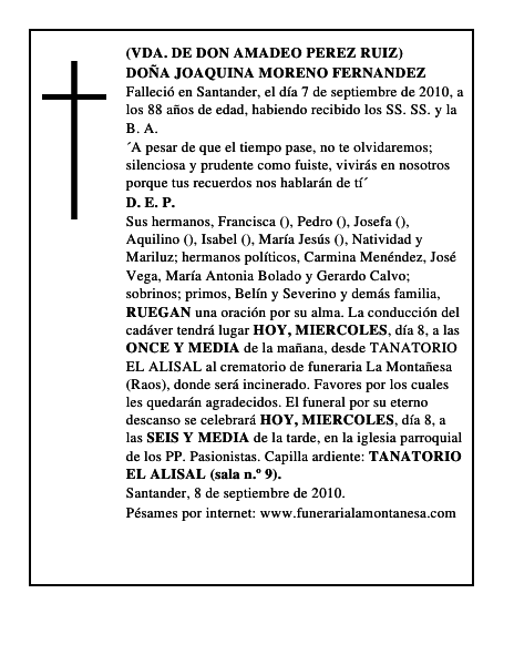 DOÑA JOAQUINA MORENO FERNANDEZ