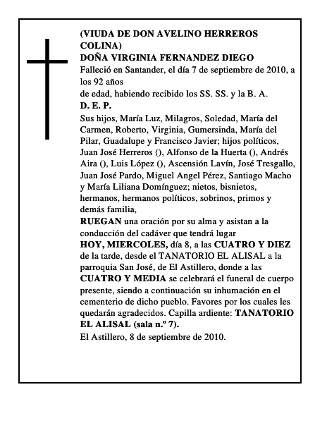 DOÑA VIRGINIA FERNANDEZ DIEGO