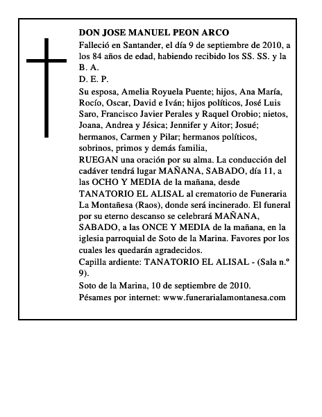 DON JOSE MANUEL PEON ARCO