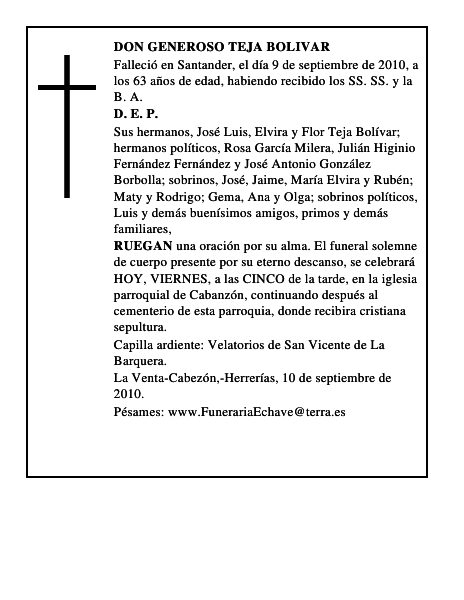 DON GENEROSO TEJA BOLIVAR