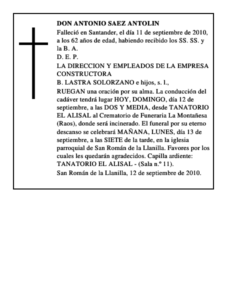DON ANTONIO SAEZ ANTOLIN
