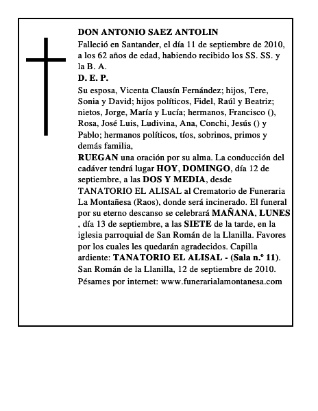 DON ANTONIO SAEZ ANTOLIN