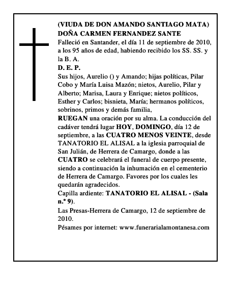 DOÑA CARMEN FERNANDEZ SANTE