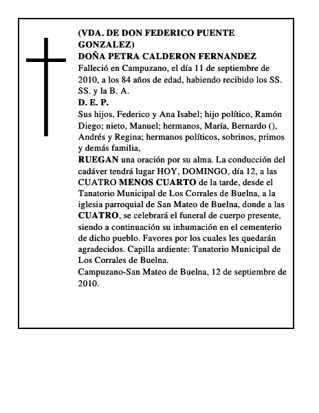 DOÑA PETRA CALDERON FERNANDEZ