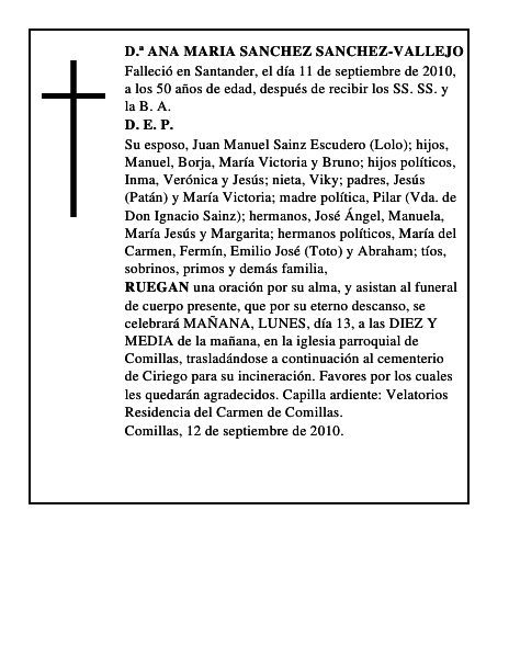 D.ª ANA MARIA SANCHEZ SANCHEZ-VALLEJO