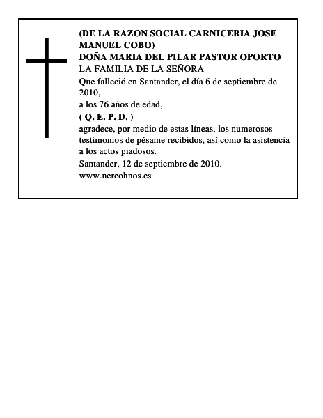 DOÑA MARIA DEL PILAR PASTOR OPORTO