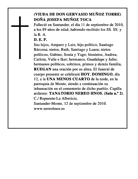 DOÑA JOSEFA MUÑOZ TOCA