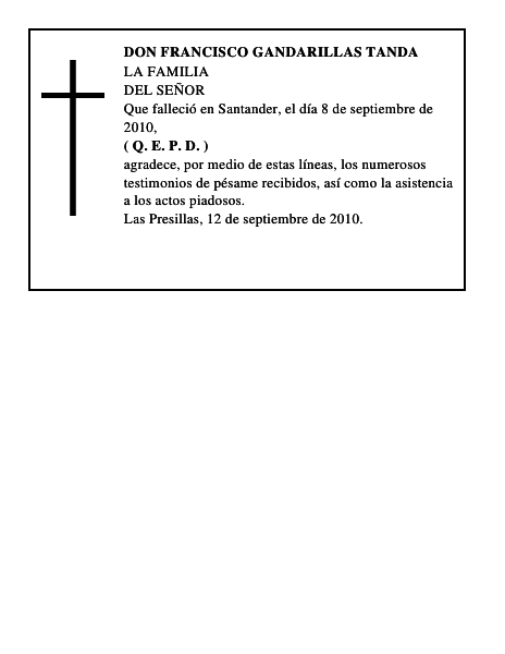 DON FRANCISCO GANDARILLAS TANDA