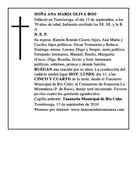 DOÑA ANA MARIA OLIVA BOO