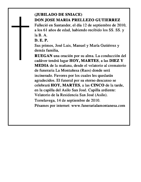 DON JOSE MARIA PRELLEZO GUTIERREZ