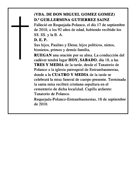D.ª GUILLERMINA GUTIERREZ SAINZ
