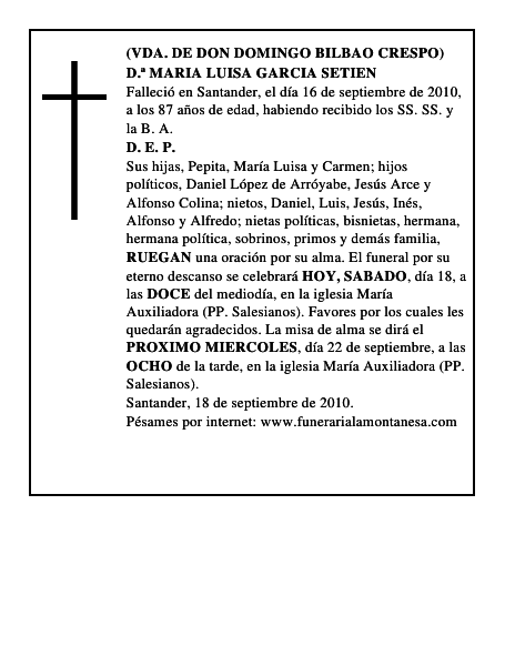 D.ª MARIA LUISA GARCIA SETIEN