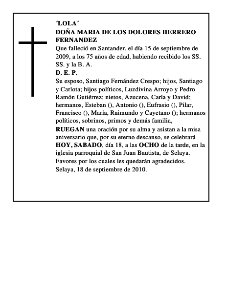DOÑA MARIA DE LOS DOLORES HERRERO FERNANDEZ