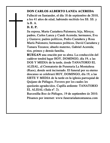 DON CARLOS ALBERTO LANZA ACEREDA