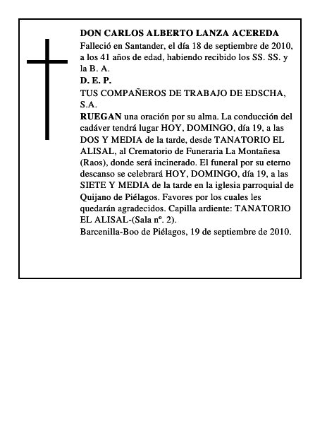 DON CARLOS ALBERTO LANZA ACEREDA