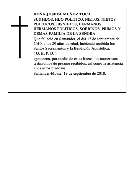 DOÑA JOSEFA MUÑOZ TOCA
