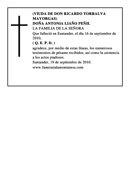 DOÑA ANTONIA LIAÑO PEÑIL