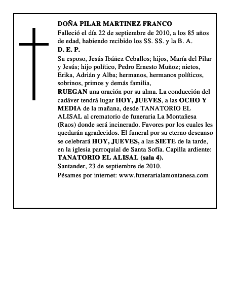 DOÑA PILAR MARTINEZ FRANCO