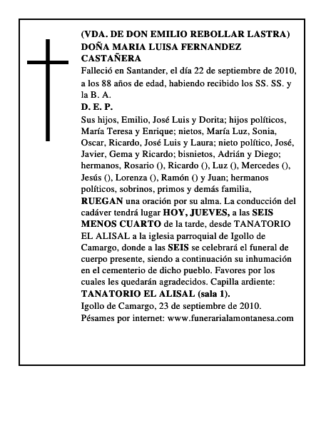 DOÑA MARIA LUISA FERNANDEZ CASTAÑERA