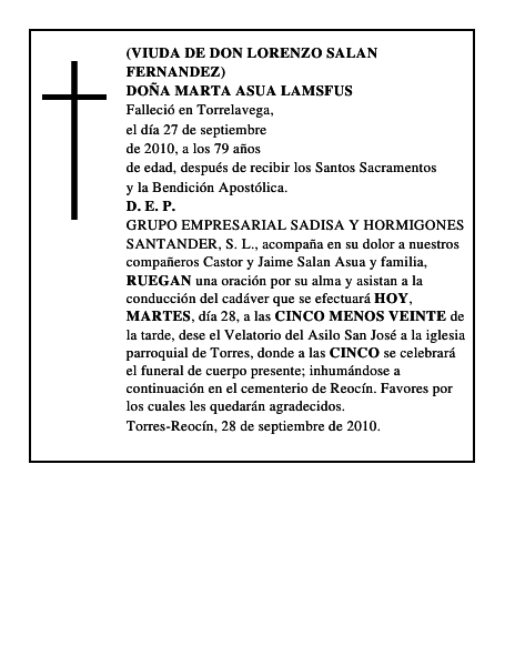 DOÑA MARTA ASUA LAMSFUS