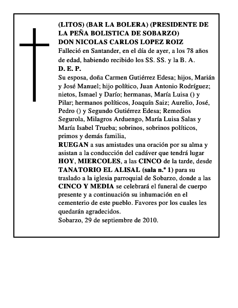 DON NICOLAS CARLOS LOPEZ ROIZ