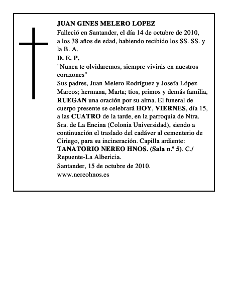 JUAN GINES MELERO LOPEZ