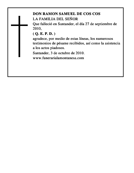 DON RAMON SAMUEL DE COS COS