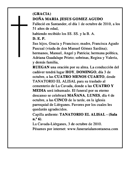 DOÑA MARIA JESUS GOMEZ AGUDO
