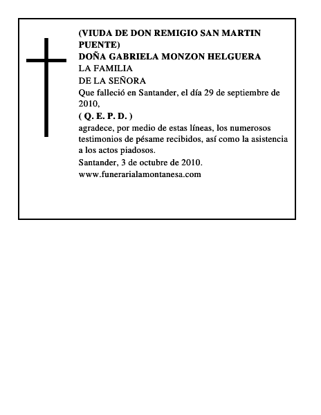DOÑA GABRIELA MONZON HELGUERA