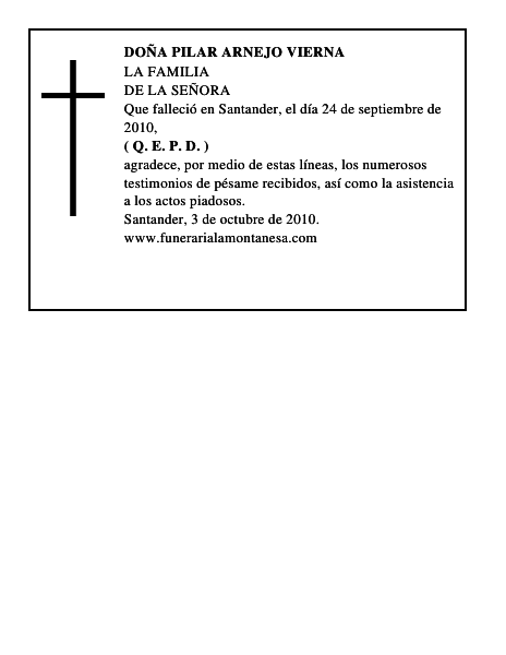 DOÑA PILAR ARNEJO VIERNA