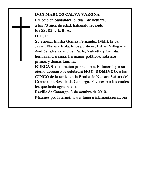 DON MARCOS CALVA VARONA