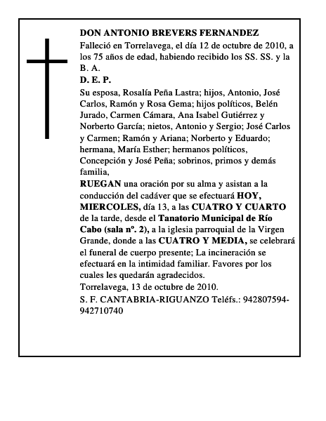 DON ANTONIO BREVERS FERNANDEZ
