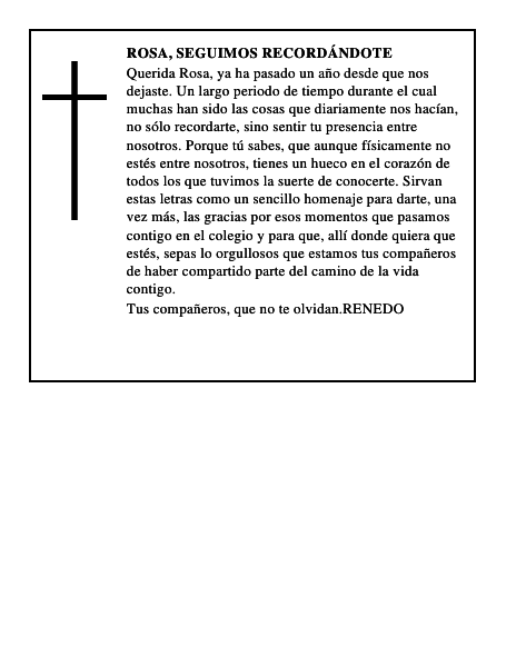 ROSA, SEGUIMOS RECORDÁNDOTE