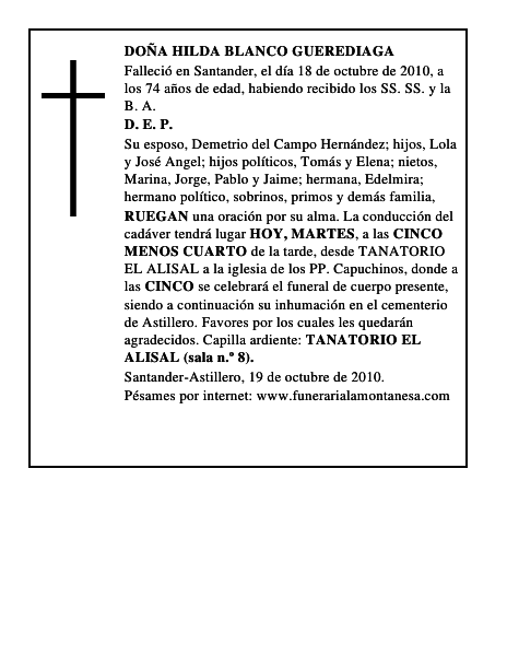 DOÑA HILDA BLANCO GUEREDIAGA