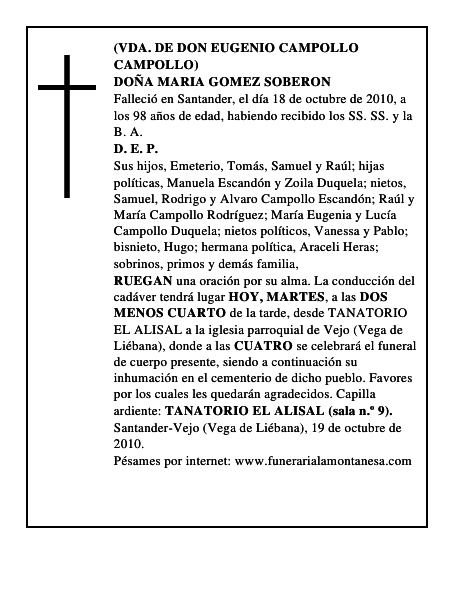 DOÑA MARIA GOMEZ SOBERON