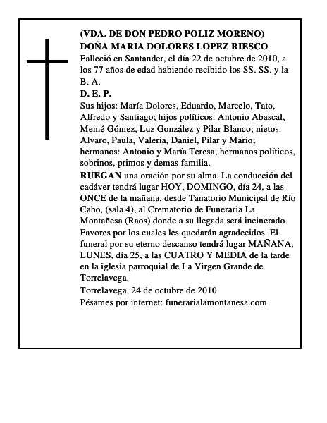 DOÑA MARIA DOLORES LOPEZ RIESCO