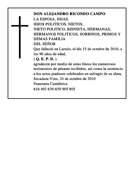 DON ALEJANDRO RICONDO CAMPO