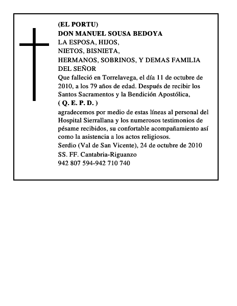 DON MANUEL SOUSA BEDOYA