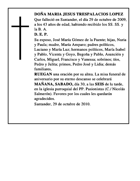 DOÑA MARIA JESUS TRESPALACIOS LOPEZ