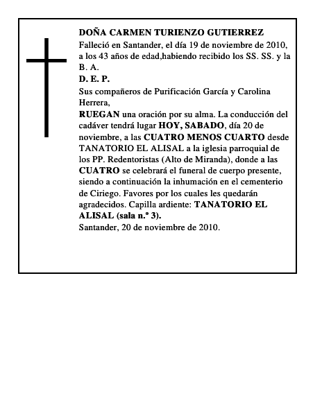 DOÑA CARMEN TURIENZO GUTIERREZ