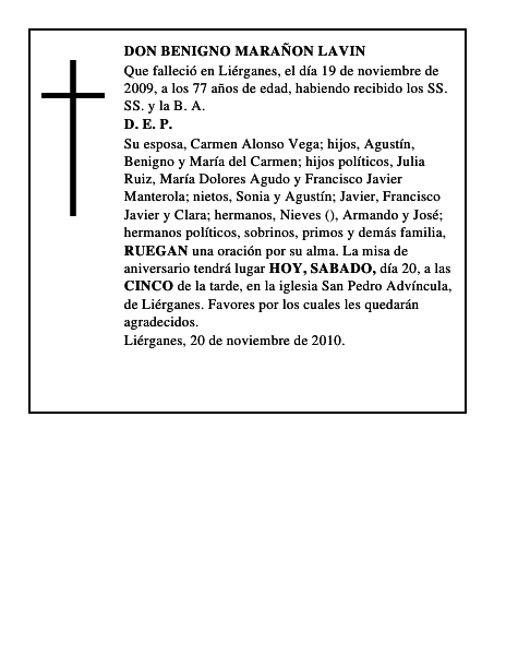 DON BENIGNO MARAÑON LAVIN