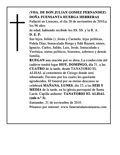 DOÑA FUENSANTA HUERGA HERRERAS