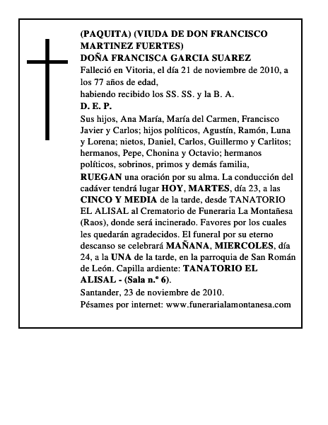 DOÑA FRANCISCA GARCIA SUAREZ
