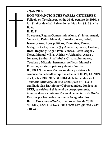 DON VENANCIO ECHEVARRIA GUTIERREZ
