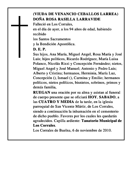 DOÑA ROSA RASILLA LARRAVIDE